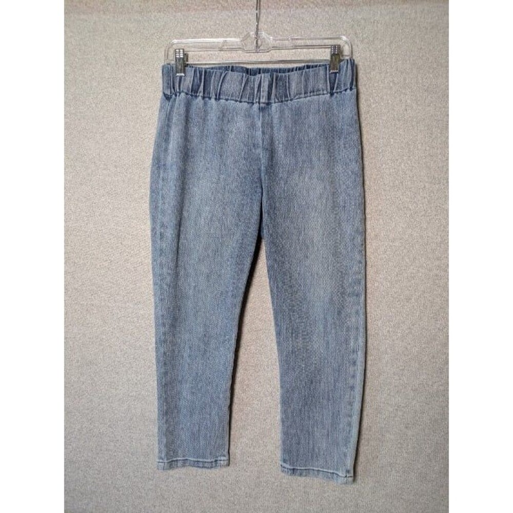 Soft Surroundings Blue Pull-On Denim Pants Relaxed Cropped PS Coastal Chic